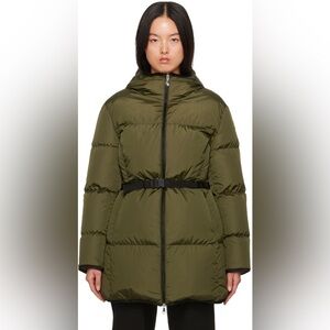 Moncler Green Sirli Hooded Zip Up Short Down Puffer Coat Jacket Size 3 Large